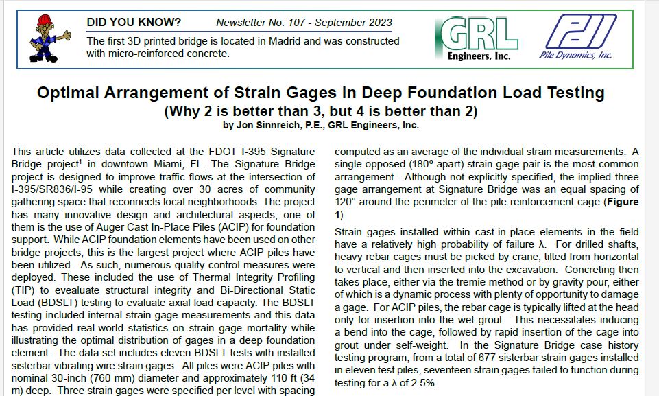 Optimal Arrangement of Strain Gages in Deep Foundation Load Testing ...