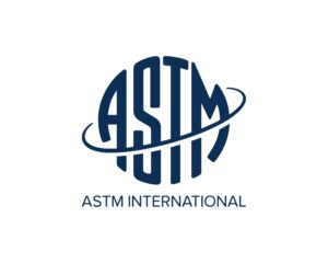 ASTM International logo featuring the blue letters ‘ASTM’ with a circular emblem.